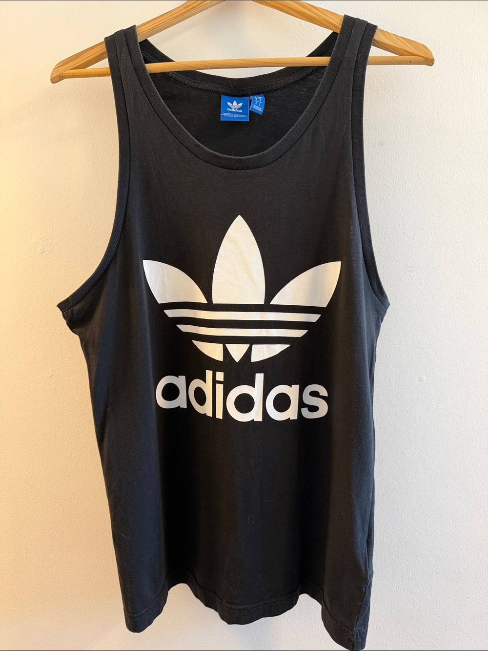 adidas Black Tank Top with White Trefoil Logo